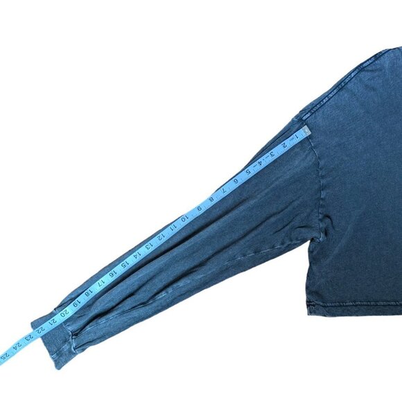 Garage Montreal Dark Grey Cuffed Long-Sleeve  Cropped Shirt Women Size M - Picture 6 of 8